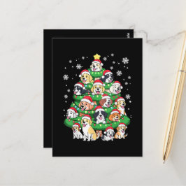 Cartão Postal Árvore de Natal de Cachorro - Fofos Filhotes de Na