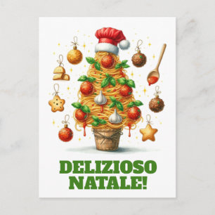 Cartão Postal Árvore de Natal de Espaguete Divertida Delizioso N