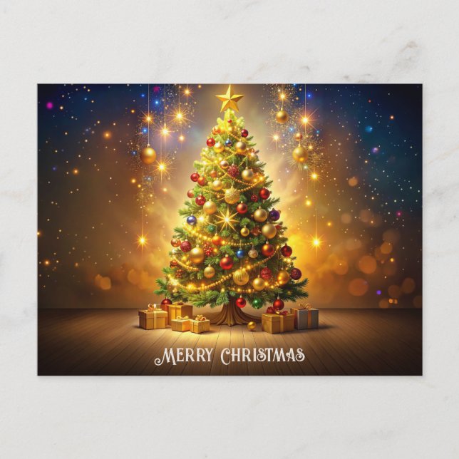 Cartão Postal Árvore de Natal Decorada (Frente)