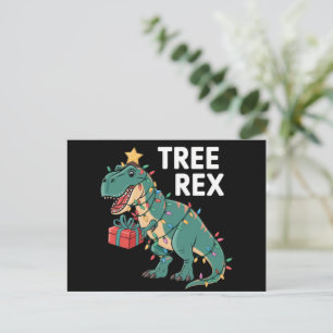 Cartão Postal Árvore de Natal Dinossauro Rex Pajamas Luzes de Na
