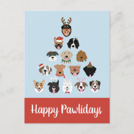 Cartão Postal Árvore de Natal do Cachorro Feliz