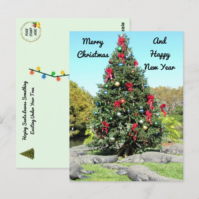 Cartão Postal Árvore de Natal do Florida Gator (Frente/Verso)