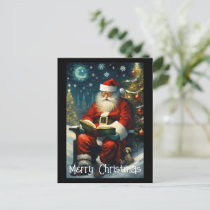 Cartão Postal Árvore de Natal do Livro de Leitura de papais noei