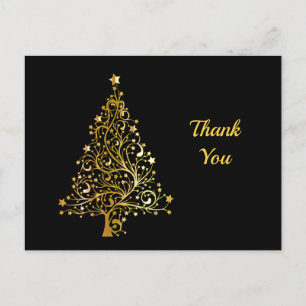 Cartão Postal Árvore de Natal Dourada Obrigado