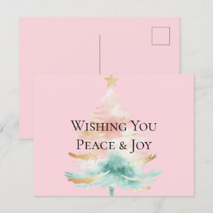 Cartão Postal Árvore de Natal Dourada, Rosa Rosa Rosa Rosa, Joia
