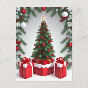 Cartão Postal 🎄 Árvore de Natal em um País das Maravilhas Nevad