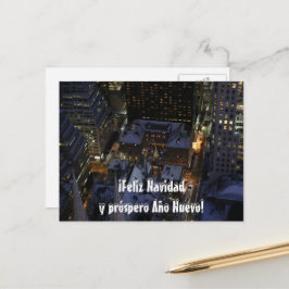 Cartão Postal Árvore de Natal espanhola em Manhattan à noite