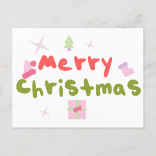 Cartão Postal Árvore de Natal Groovy Letras Balão    