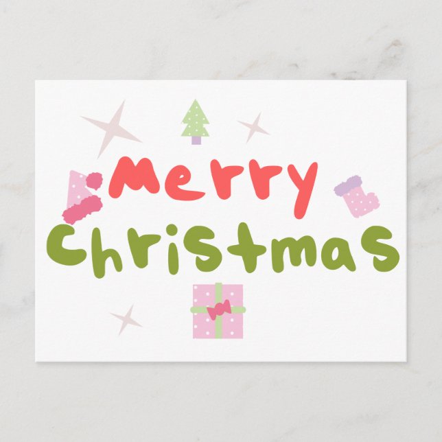 Cartão Postal Árvore de Natal Groovy Letras Balão     (Frente)