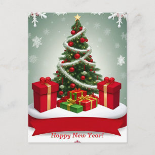 Cartão Postal 🎁 Árvore de Natal Mágica de Inverno Encantado