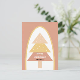 Cartão Postal Árvore de Natal Merry em tons pastéis fofos e terr