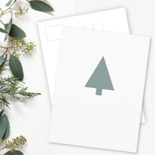 Cartão Postal Árvore de Natal mínima   Sage Green Clean Simple