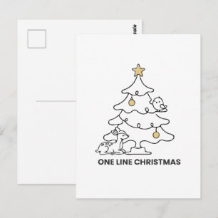 Cartão Postal Árvore de Natal Minimalista de Uma Linha