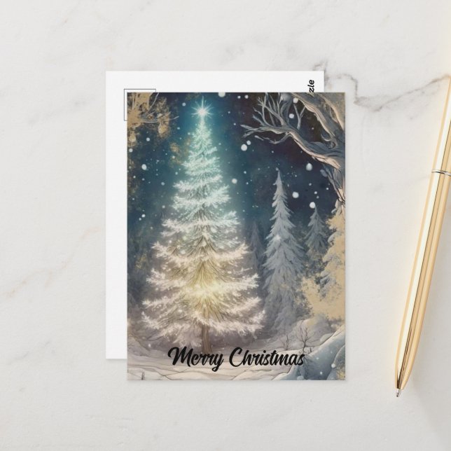 Cartão Postal Árvore de Natal na Floresta (Frente/Verso In Situ)