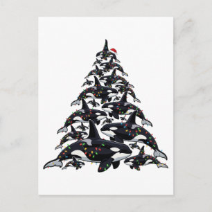 Cartão Postal Árvore de Natal Orca para o Amor pela Vida Oceânic