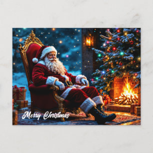 Cartão Postal Árvore de Natal Papais noeis bonitinhos de arte de