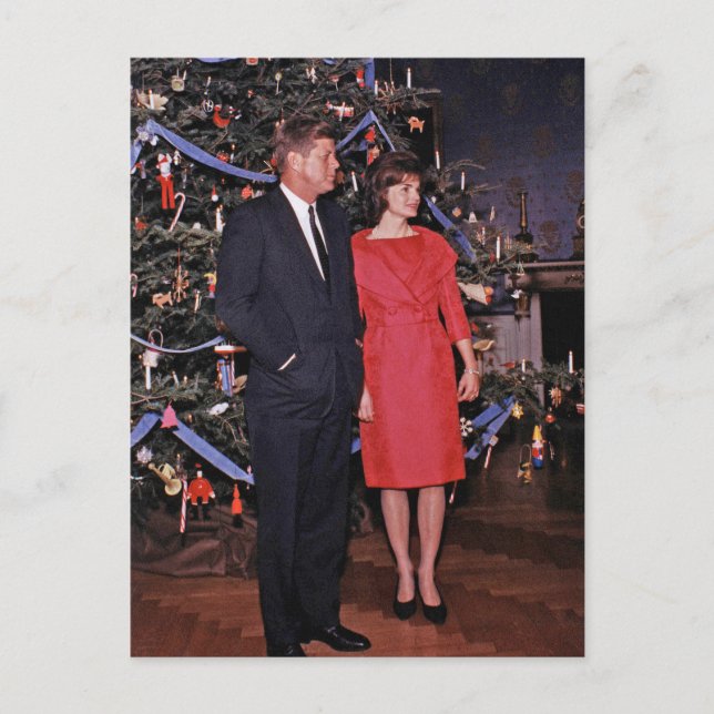 Cartão Postal Árvore de Natal Presidente John Kennedy & Jacqueli (Frente)