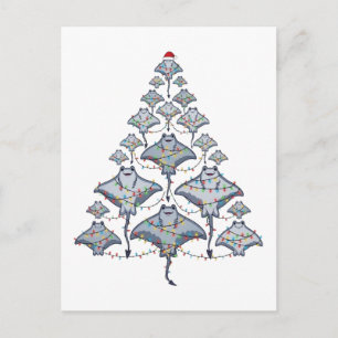 Cartão Postal Árvore de Natal Raia Chapéu de Papai Noel Luzes de