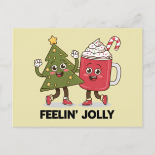 Cartão Postal Árvore de Natal Sentindo Alegria Amante de Café In