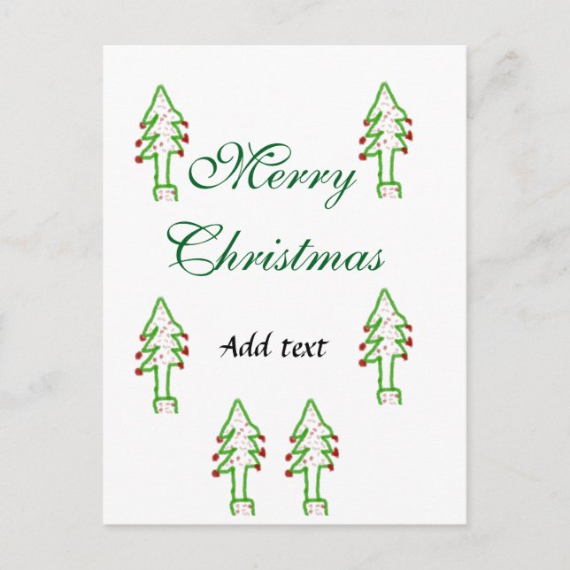 Cartão Postal Árvore de Natal verde cereja vermelha alegria Nata (Frente)