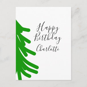 Cartão Postal Árvore de Natal verde feliz aniversário Dezembro i