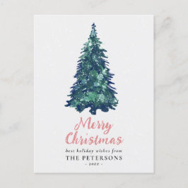 Cartão Postal Árvore de Natal Verde Festiva Moderna