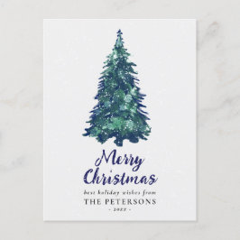 Cartão Postal Árvore de Natal Verde Festiva Moderna