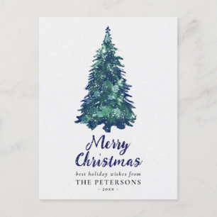 Cartão Postal Árvore de Natal Verde Festiva Moderna