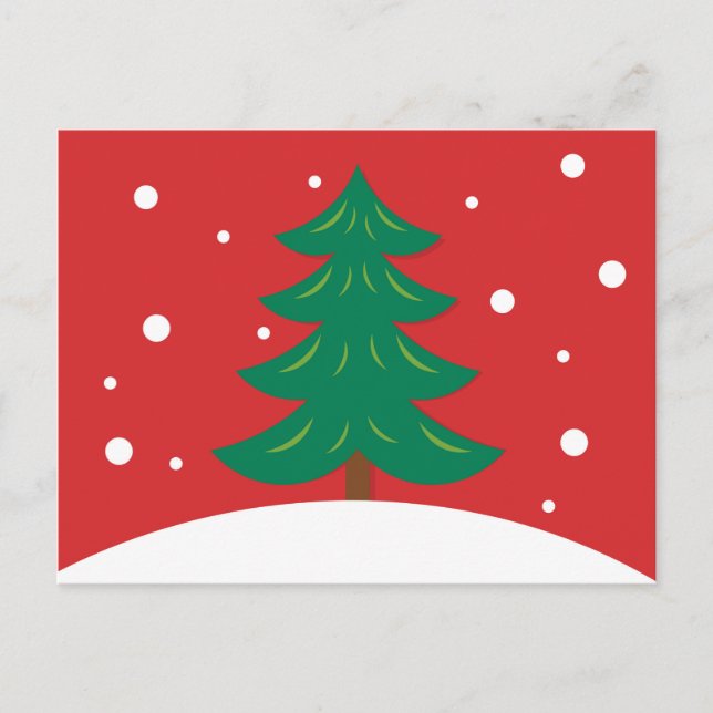 Cartão Postal Árvore de Natal vermelha (Frente)