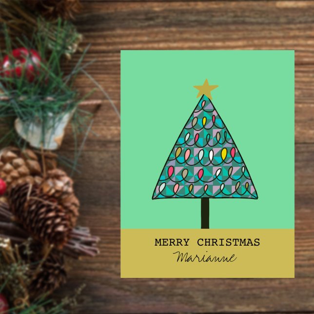 Cartão Postal Árvore de Natal Whimsical com Luzes Nomeadas (Criador carregado)