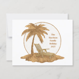Cartão Postal Árvore de Palma Glitter Dourada com Texto Personal