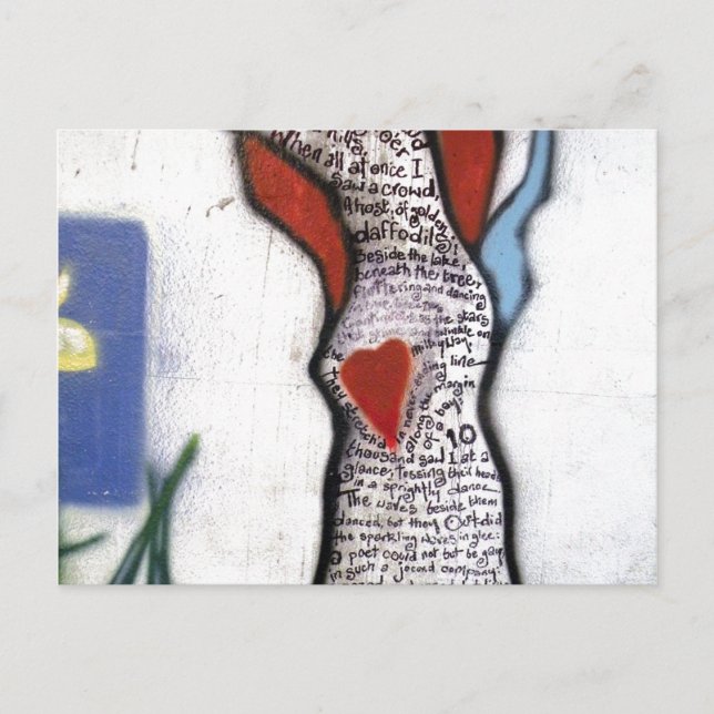 Cartão Postal Árvore de poema de Wordsworth com grafite (Frente)