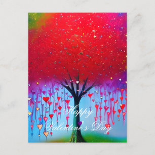 Cartão Postal árvore de valentim coração pingando