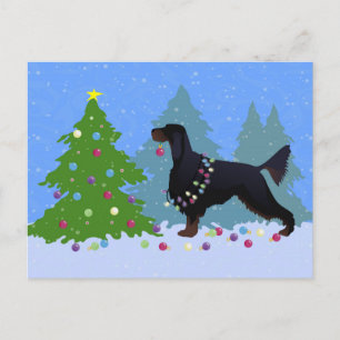Cartão Postal Árvore decorativa Gordon Setter no