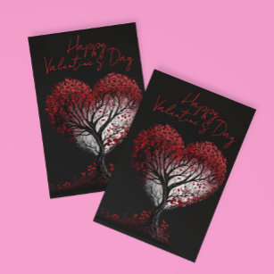 Cartão Postal Árvore do Coração Vermelho feliz dia de os namorad