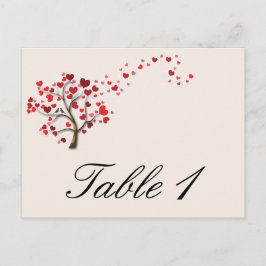 Cartão Postal Árvore do Coração Vermelho no Número da Tabela de 