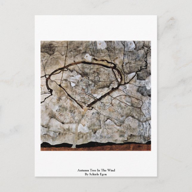 Cartão Postal Árvore Do Outono No Vento Por Schiele Egon (Frente)