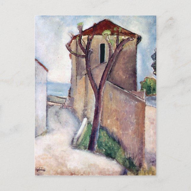 Cartão Postal Árvore e Casa de Amedeo Modigliani (Frente)