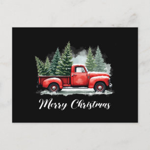 Cartão Postal Árvore feliz de Natal Caminhão vermelho