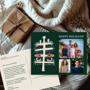 Cartão Postal Árvore Folclórica da Vida Natal Feriado FOTO 3 PER