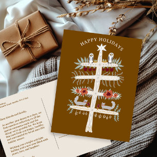 Cartão Postal Árvore Folclórica da Vida Natal Feriado PERSONALIZ