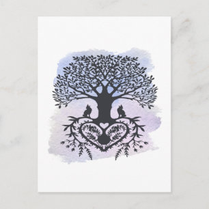 Cartão Postal Árvore Folk Art da Vida