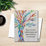 Cartão Postal Árvore Motivacional Inspiracional<br><div class="desc">Este cartão-postal decorativo apresenta uma árvore de mosaico em cores do arco-íris e espaço para você adicionar sua própria citação inspiradora. Use a opção Personalizar mais para alterar o tamanho, o estilo ou a cor do texto, se desejar. Porque nós criamos nosso próprio trabalho de arte você não encontrará essa...</div>