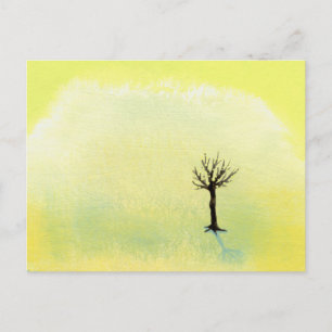 Cartão Postal Árvore nua e minimalista de pintura de Buds