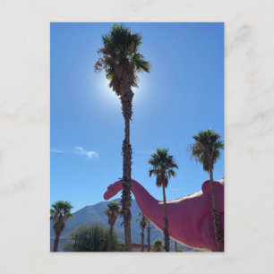 Cartão Postal Árvore Palm e Dinossauro Rosa
