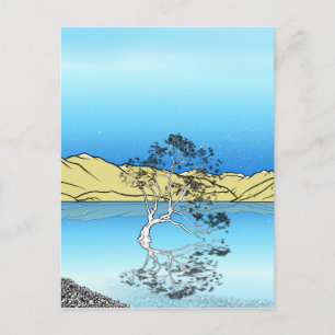 Cartão Postal Árvore selvagem no lago Wanaka Nova Zelândia