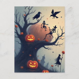 Cartão Postal Árvore Sinistra de Halloween