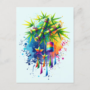 Cartão Postal Árvore Tanabata de Aquarela