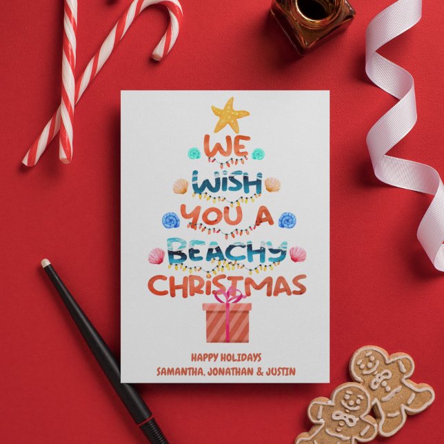 Cartão Postal Árvore tropical da praia natalina (Criador carregado)