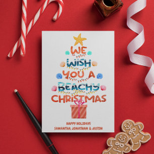 Cartão Postal Árvore tropical de Natal na praia